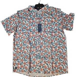 William Murray Golf Shirt Mens XXLarge Floral Print Button Up Short Sleeve AOP‎